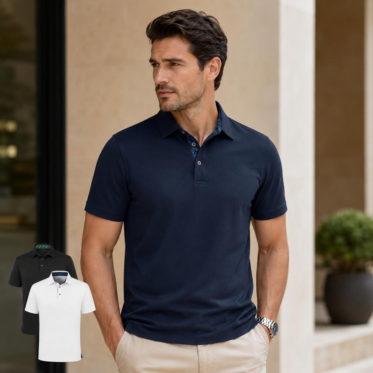 Men's 3-Pack Polo Shirts - Soft Breathable Cotton, Short Sleeve Casual Fit, Plain Solid Classic Collared Tops for Work, Golf, Everyday Wear, Menswear, Shortsleeve, Business Casual Tops,clothes for back to school,first day of school outfits