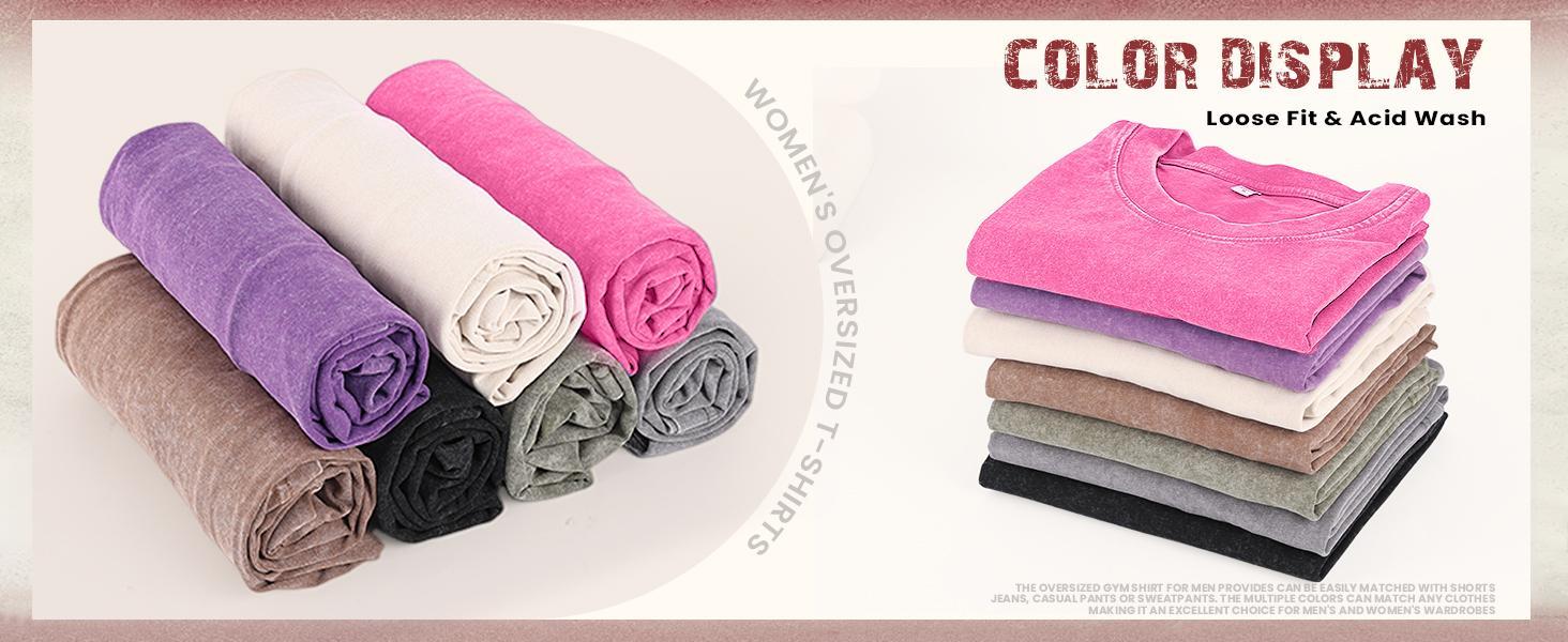 1/4 Pack Oversized Tshirts Unisex Gym Vintage Heavyweight T Shirts Cotton Workout Acid Wash Baggy Tees