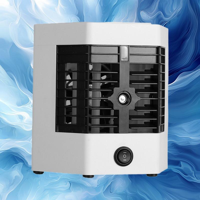 USB Powered Mini Air Cooler - Quiet Operation Home Appliance with Adapter, Mist Cooling, Fine Atomization Spray, Humidity Boost, 17x17x17 cm Compact Form, Tabletop Cooling Sleep Aid for Hot Weather