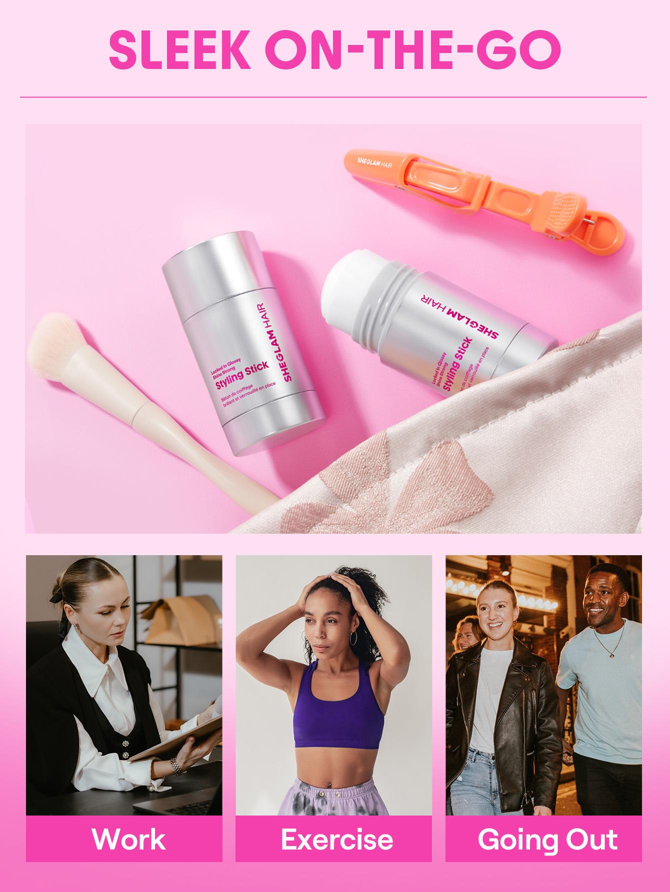 SHEGLAM HAIR Locked in Glossy Shine Strong Styling Stick-30g,Flyaway Hair Control,Elegant Sticks,Long-Lasting Hold,Sleek Look In 1-Swipe,Non-Sticky & Non-Greasy, Zero White Cast,Cranberry Scent Made For All Hair Types-Effortlessbeauty