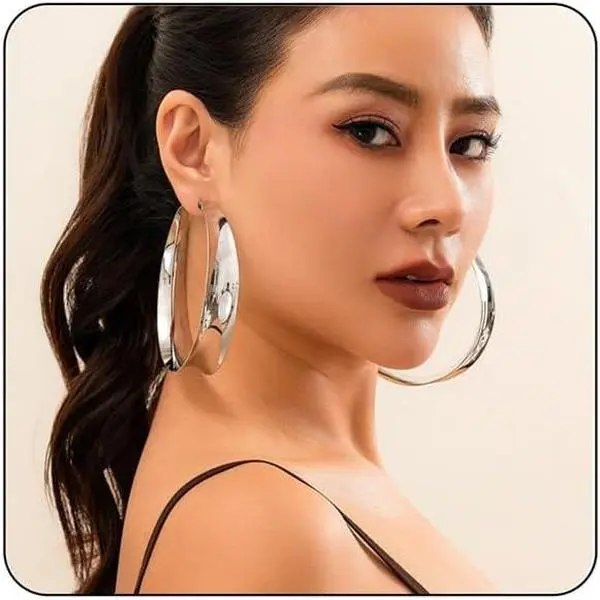 Chunky Hoop  Earrings for Women  Big Exaggeration Earring Statement Minimalist Geometry Earrings 80MM Classic Fashion Party Wedding Festival