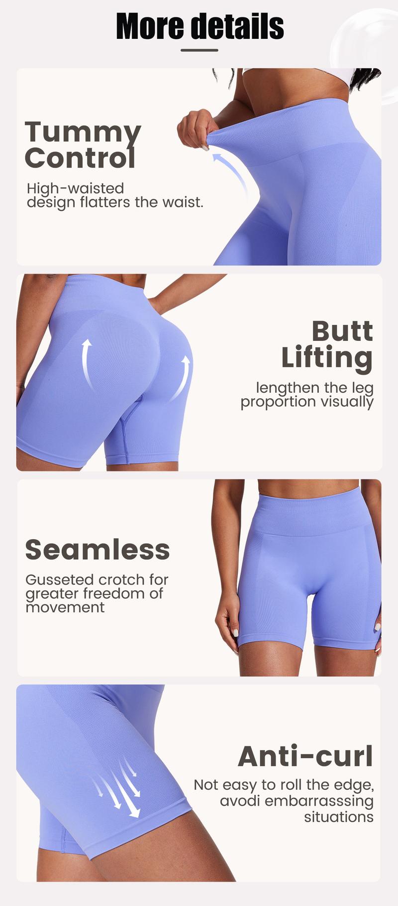 VICONOW Workout 5/8 Inch Shorts for Women - 3 Pack High Waist Tummy Control Bike Shorts for Gym Workout Athletic Running Yoga