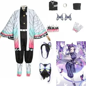 2026 New Kochou Shinobu Cosplay Kostuum Anime Demon Cosplay  akken Uniform Pruik Halloween Feest Kostuum Volwassen Kinderen