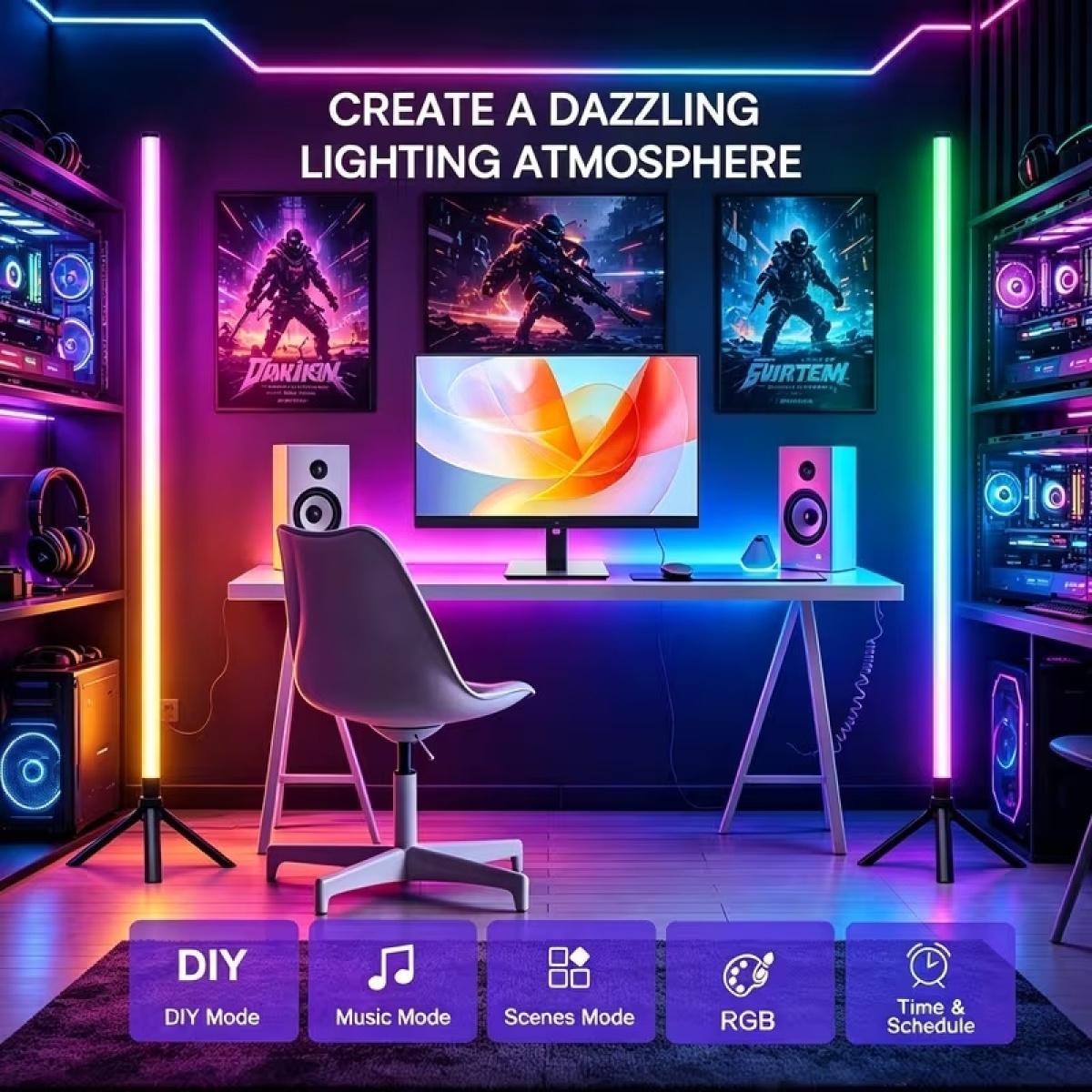 USB Powered LED Mood Floor Lamp with APP Control, Wireless Controller, Music Reactive Lighting Modes and Adjustable Brightness, Decorative Ambient Standing Light for Bedroom, Living Room, Game Room, Streaming Setup & Home DecorBring your room to life with USB Powered LED Mood Floor Lamp with APP Control, Wireless Controller, Music Reactive Lighting Modes and Adjustable Brightness, Decorative Ambient Standing Light for Bedroom, Living Room, Game Room, Streaming Setup & Home DecorBring your room to life with