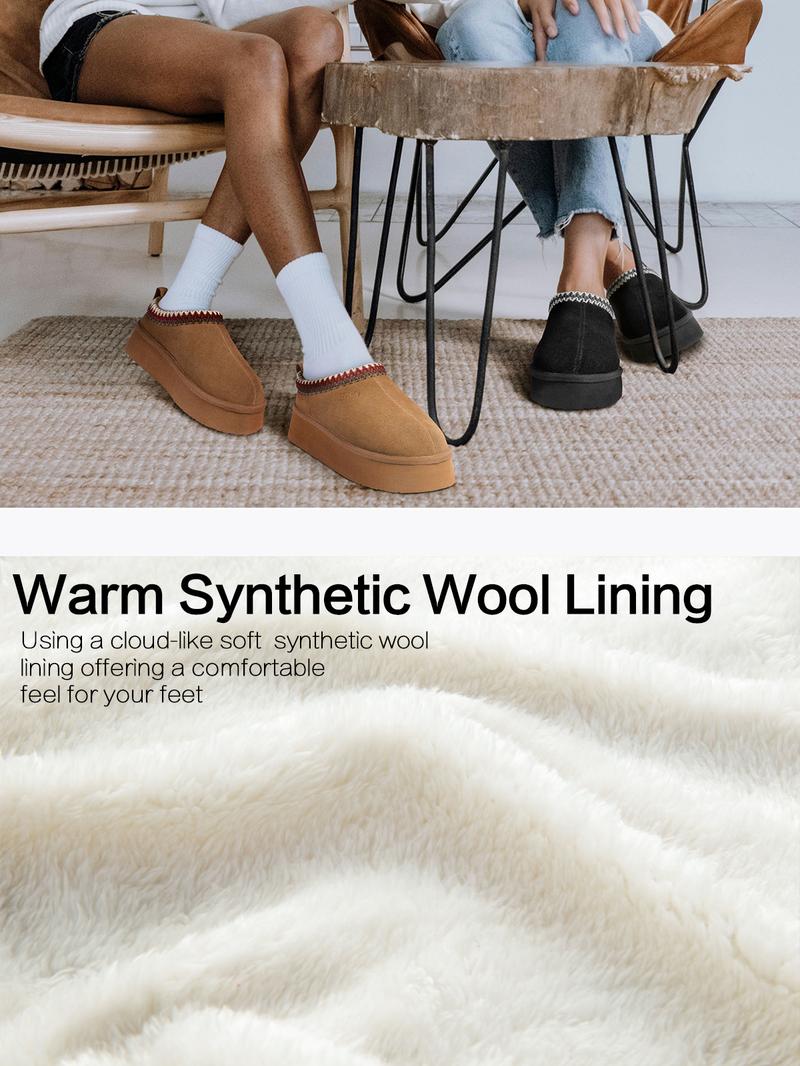 FITORY Women’s Platform Slip-no Slippers Suede Platform Fuzzy Cozy Slippers Winter Fluffy Warm Comfy Furry Shoes for Outdoor Indoor House Suede Ankle Boots Size 6-11【Plz Size Up】