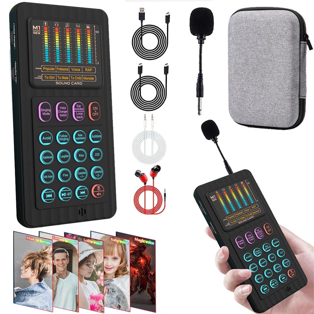 Portable Mixing Voice Changer Device, Live Audio Mixer, Streaming Mixer, Wireless Bluetooth-compatible Mic Set, Suitable for Smartphone/PC/laptop, Gaming/podcast/youtube