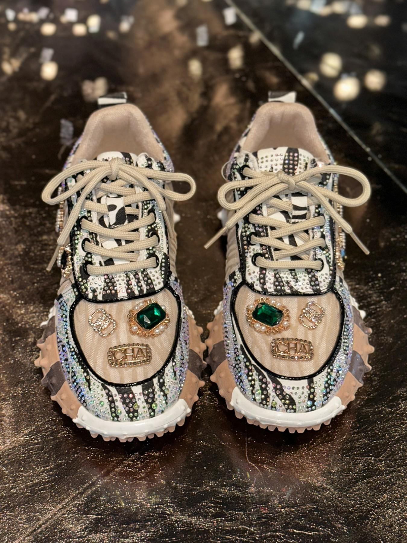 Blinging Ditsy Floral Dad Shoes, Sweet Cool Rubber Sole, Casual Textile Upper, All Seasons Footwear for Women