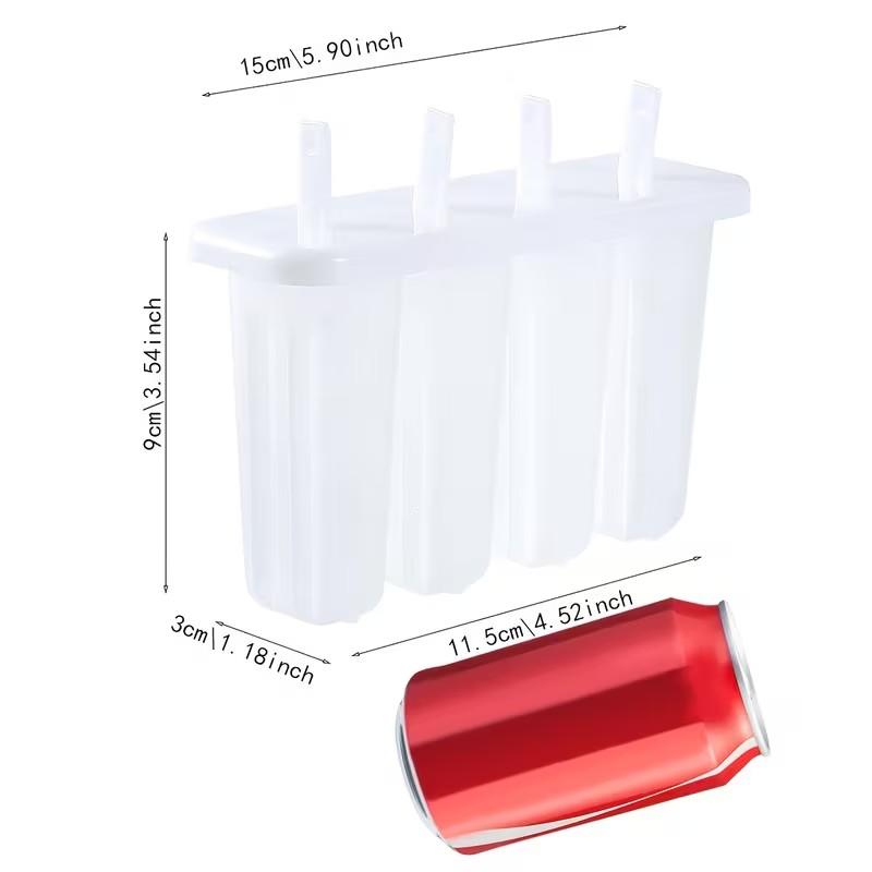 2pcs Ice Pop Molds with Lids, DIY Plastic Ice Cream Maker Tray, Summer Snack Set, 4-Compartment Frozen Dessert Kit