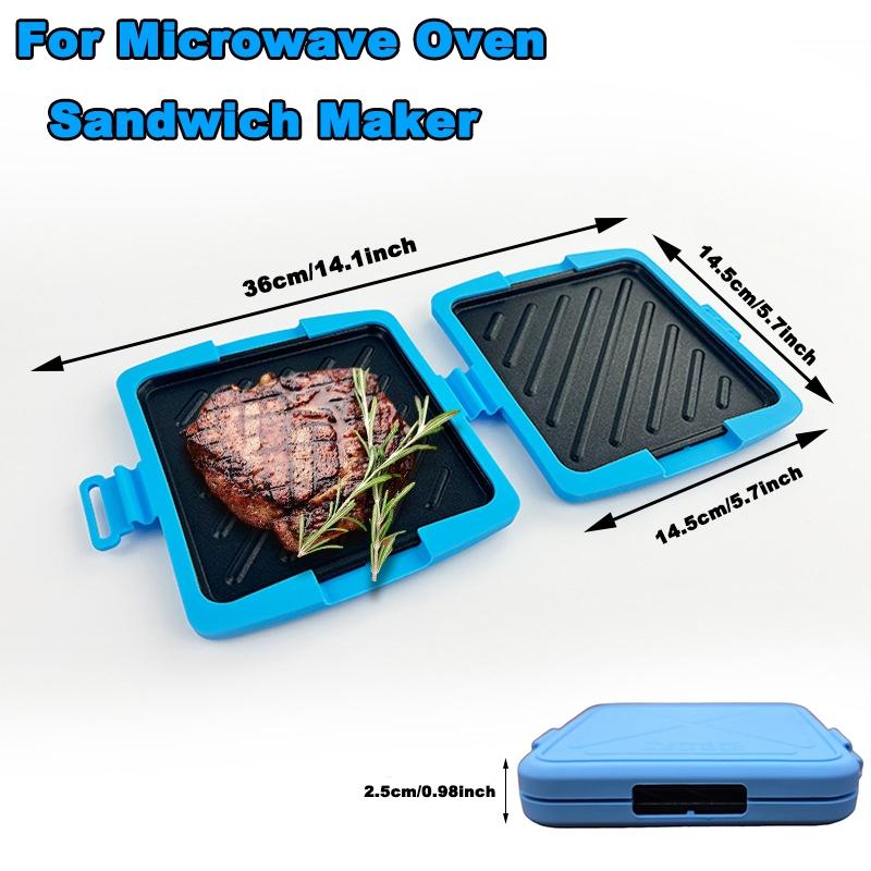 Kitchen Essential Microwave Sandwich Maker, Non-Stick Bread Toast Plate, Simple Fast Cooking, Adjustable Power & Time, Suitable for Bacon, Wings, Steak