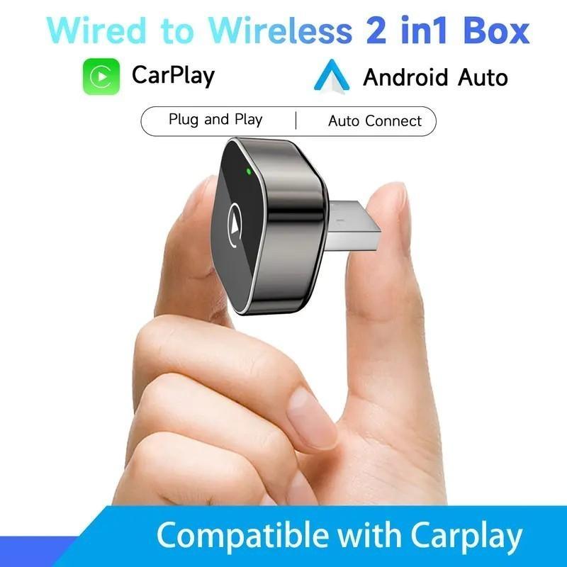 2025 Wireless CarPlay Adapter for iPhone/Android - Fast Connection, No Delay, Hands-Free Calling Wireless Adapter Mini USB Car Design, Apple CarPlay Plug-and-Play, Easy to Use