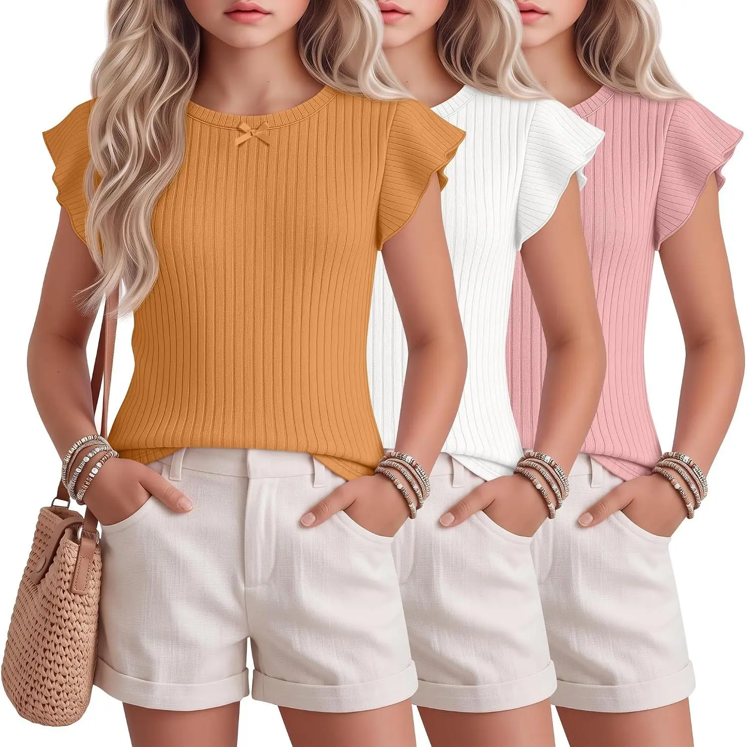 Orange, White, Macaron Pink