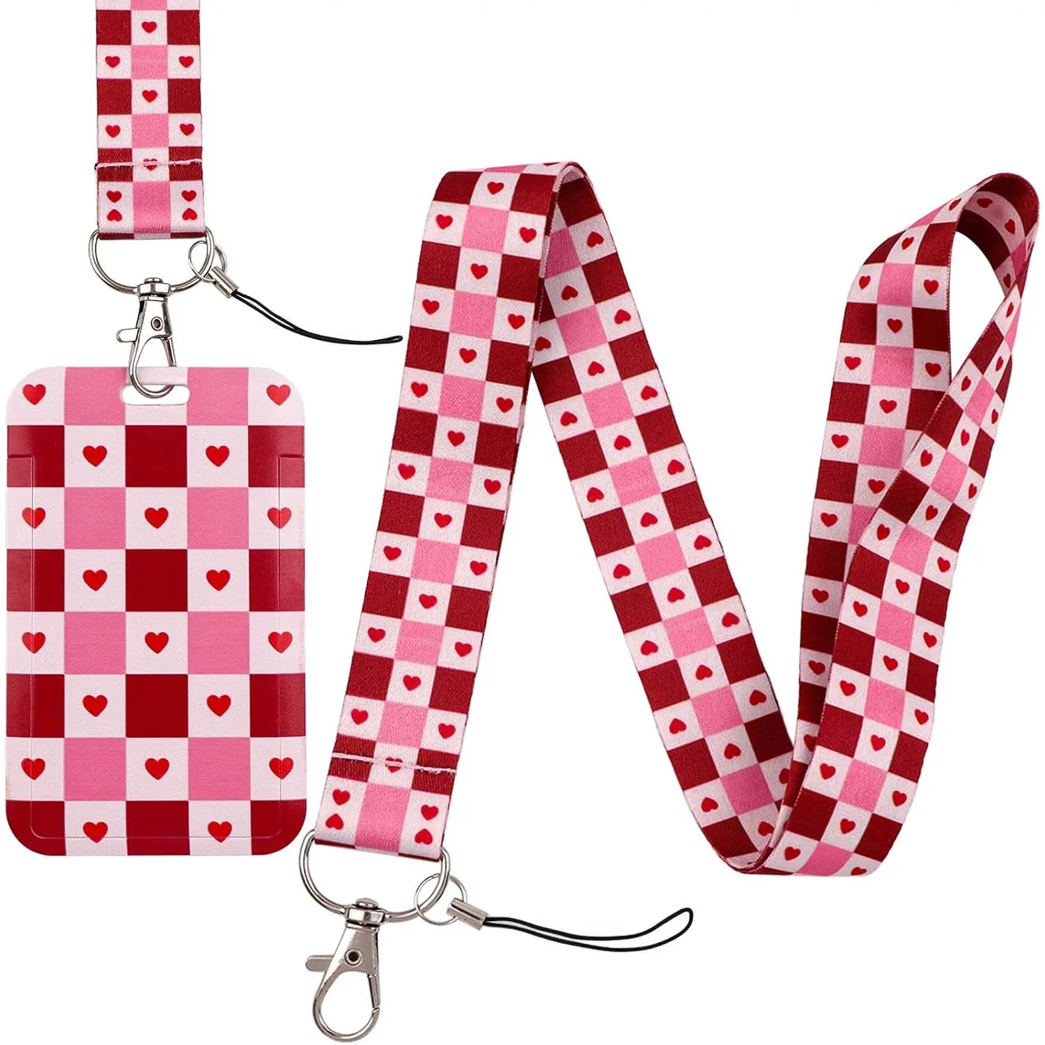 Cute Red &   ID Lanyard Badge Holder Cute  Lanyard ID Holder for  & ID Badges for Women Girls   Teachers  Work Preppy School Love Heart ID Card Holder
