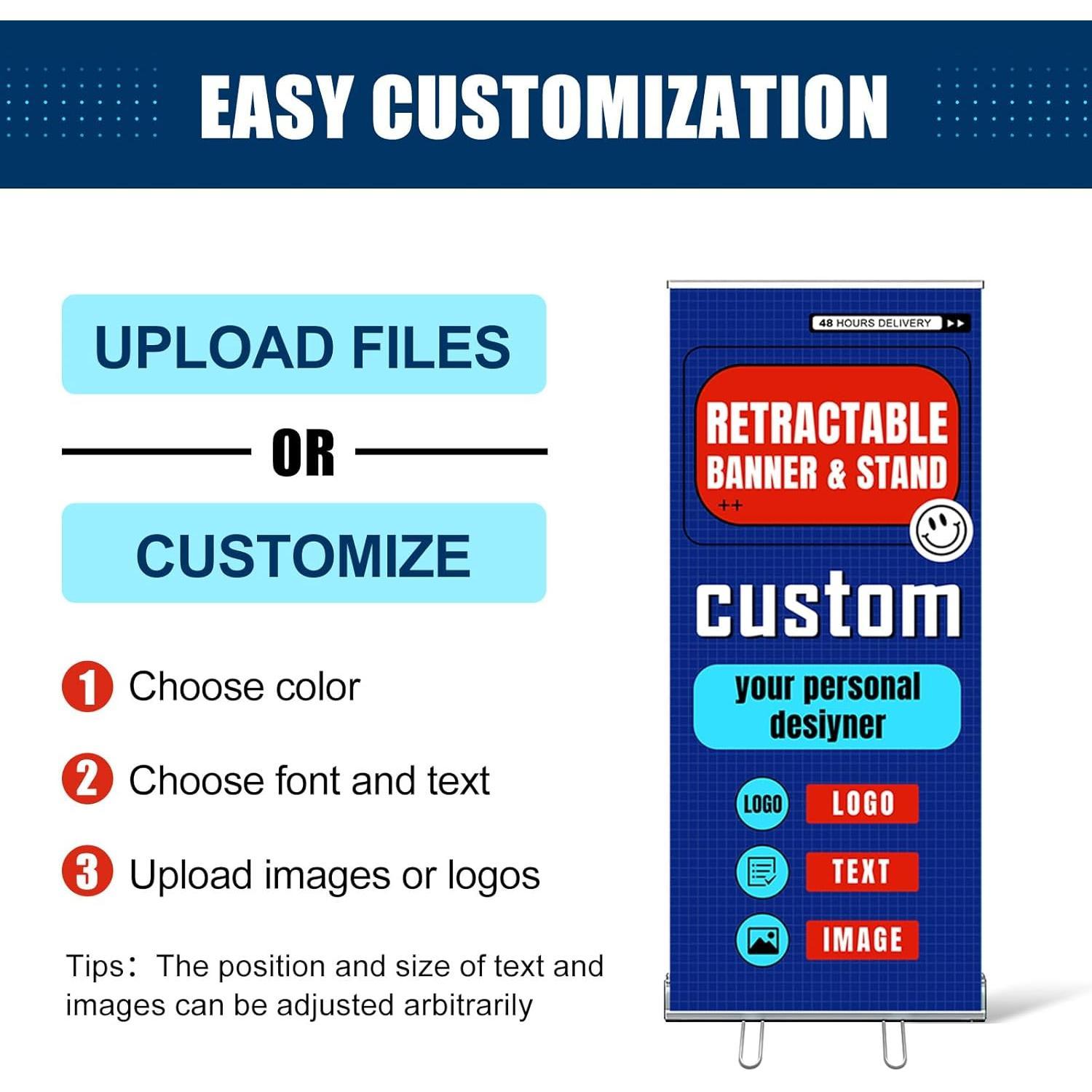 Custom Retractable Banner with Stand, Personalized Banner with Black Travel Bag for Business, Custom Banner for Events, Advertising, Family (33"x81") Custom Retractable Banner with Stand, Personalized Banner with Black Travel Bag for Business, Custom Banner for Events, Advertising, Family (33"x81")