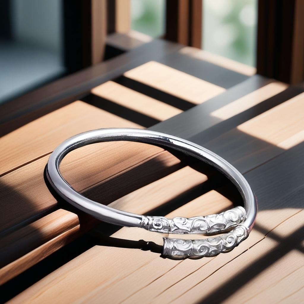 Full Silver s999 bracelet Sterling Silver bracelet Men's open bracelet can be freely adjusted size send boyfriend send dad birthday holiday gift Silver weight 25g /0.88 oz