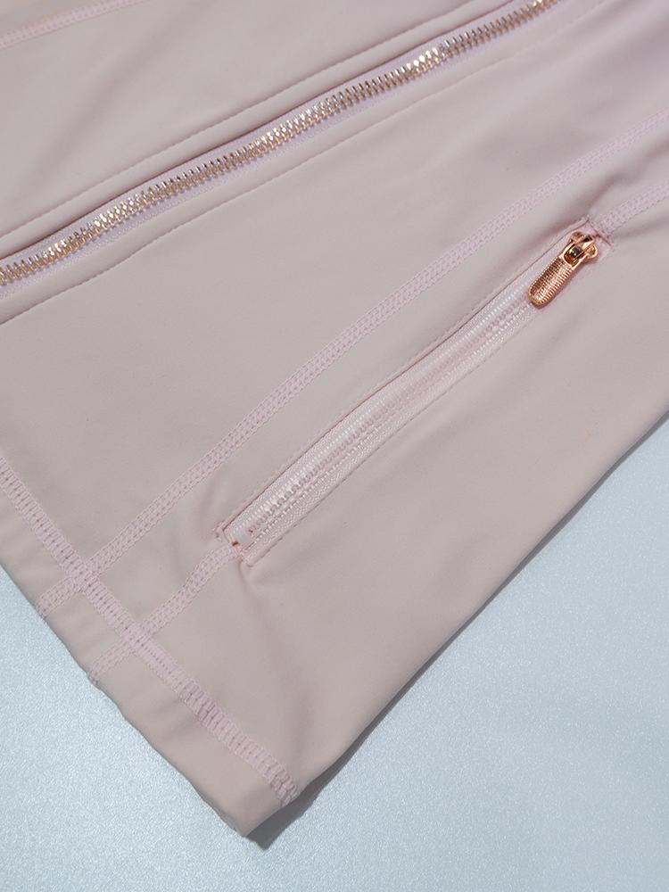 Yoga jacket for women, spring stand up collar, gold zipper, slim fit, casual long sleeved outdoor fitness suit top