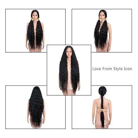 [Style Icon] 41" Lace Front Synthetic Wigs Super Long Bohemian Wavy Synthetic Wigs 6" Deep T Lace Wig with Baby Hair