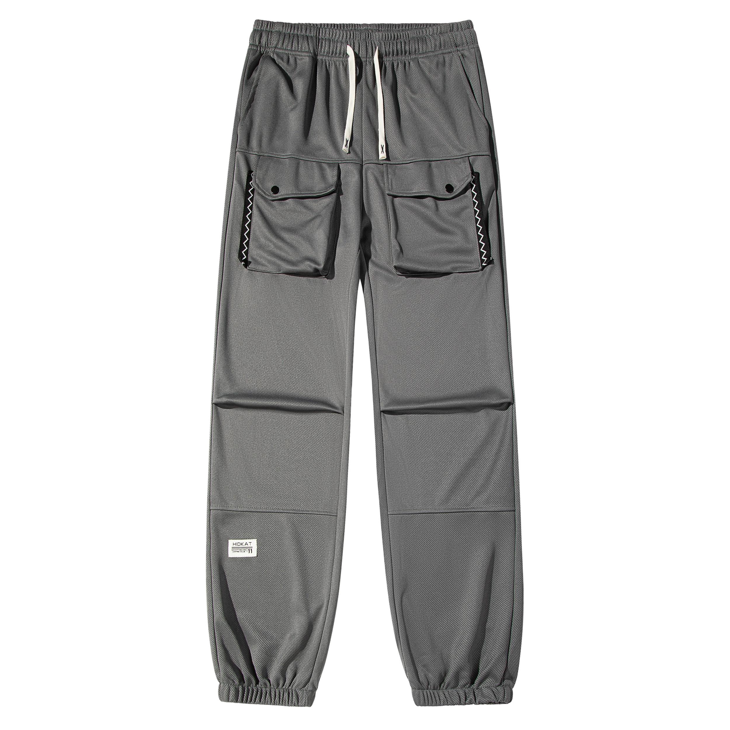 Men's 3-Pack Stitched Cargo Jogger Sweatpants - Multi-Pocket, Label Decor, Cuffed, Elastic Drawcord, Loose-Fit, Casual Streetwear, Men's Cargo Pants
