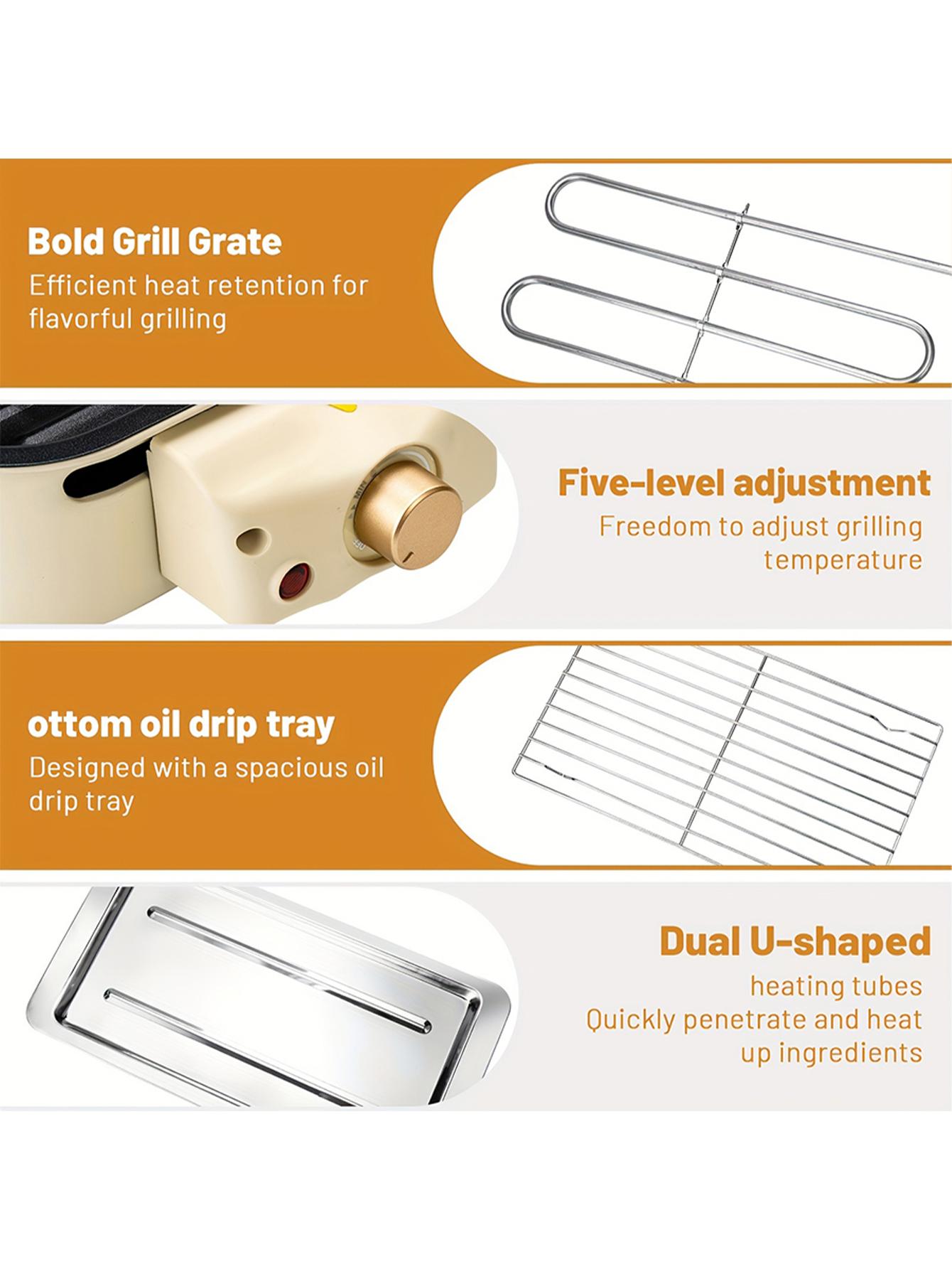 Halloween Festival Warm-up AORAN 1800W Indoor Electric Smokeless BBQ Grill with Non-Stick Coating, Perfect for Home Korean BBQ and Multi-Function Cooking Stainless Steel Grilling Universal Griddle