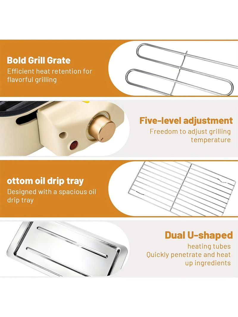 Halloween Festival Warm-up AORAN 1800W Indoor Electric Smokeless BBQ Grill with Non-Stick Coating, Perfect for Home Korean BBQ and Multi-Function Cooking Stainless Steel Grilling Universal Griddle