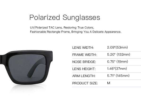 ZENOTTIC Unisex Daily Rectangle Sunglasses Luxury Thick Frame Polarized Lenses UV400 Protection Driving Outdoor Essential Back to School Gift
