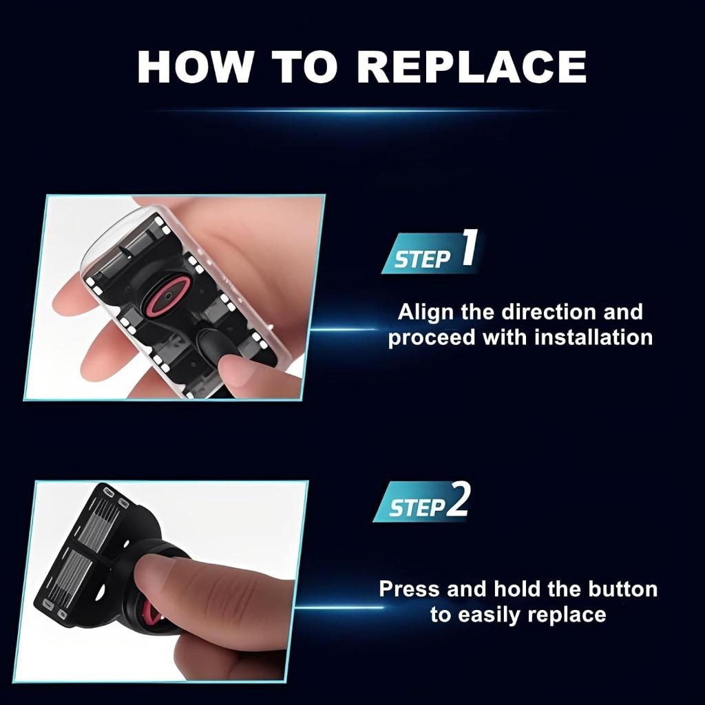 Metal Replacement Handle Compatible with Gillette Fusion5 Men's Razor, Ergonomic Non-Slip Smooth Design, Includes 8 Replaceable Blades, Stainless Steel Razors Set, Shaver Razors Shaving Tool