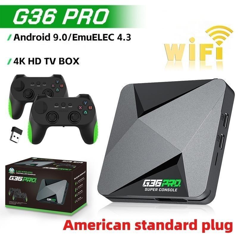 G36 PRO gaming console set-top box with 4K dual-system wireless function. G36PRO home gaming console with 64G memory. Completely upgraded retro gaming console.