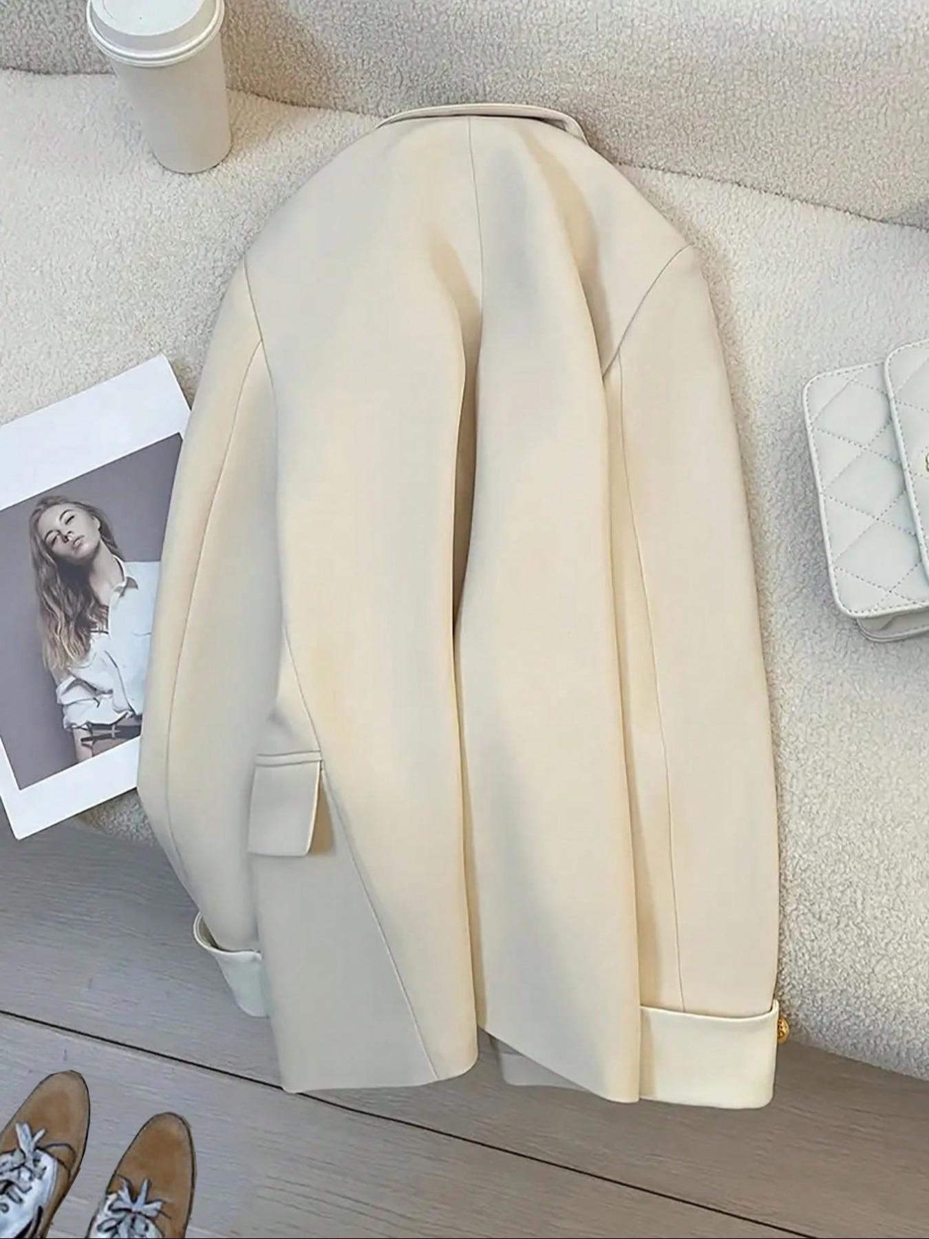 Elegant Women's Solid Color Office Jacket, Daily Commute Workwear, Stylish Ladies' Suit Coat, Fashionable Career Wear