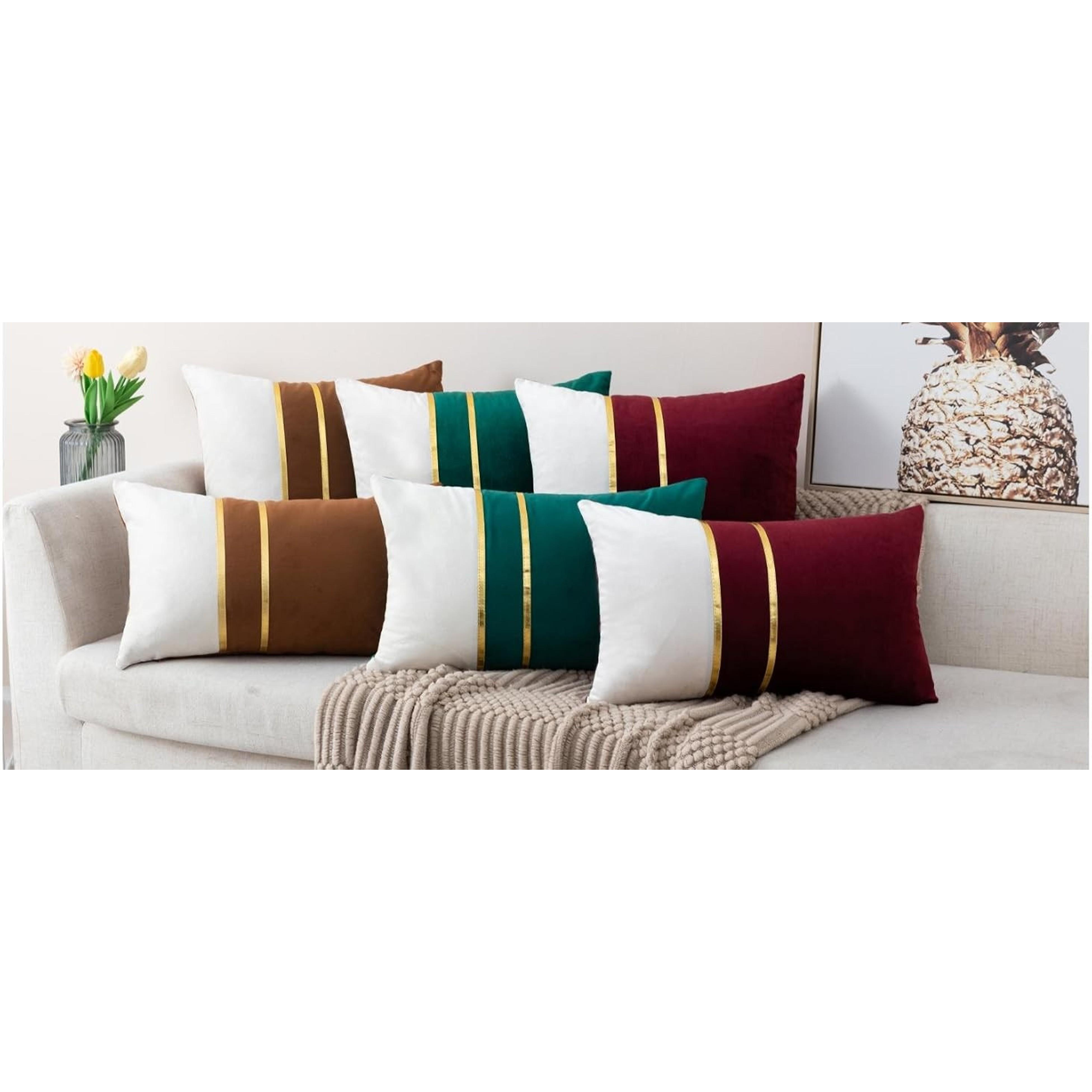 Set of 2 Velvet Decorative Throw Pillow Covers Navy Blue White Patchwork with Gold Leather Pillow Covers 18 × 18 Inch Cushion Covers Decor Living Room Sofa Bedroom Car Set of 2 Velvet Decorative Throw Pillow Covers Navy Blue White Patchwork with Gold Leather Pillow Covers 18 × 18 Inch Cushion Covers Decor Living Room Sofa Bedroom Car