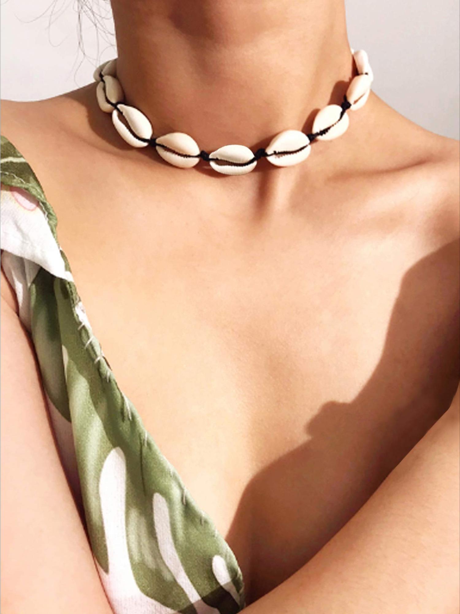 4 Pcs Colorful Vibrant Bohemian Shell Choker Collection for Women Men Natural Cowrie Shell Beach Necklaces Lightweight Layered Design Perfect for Summer Travel Parties Thoughtful Gifts