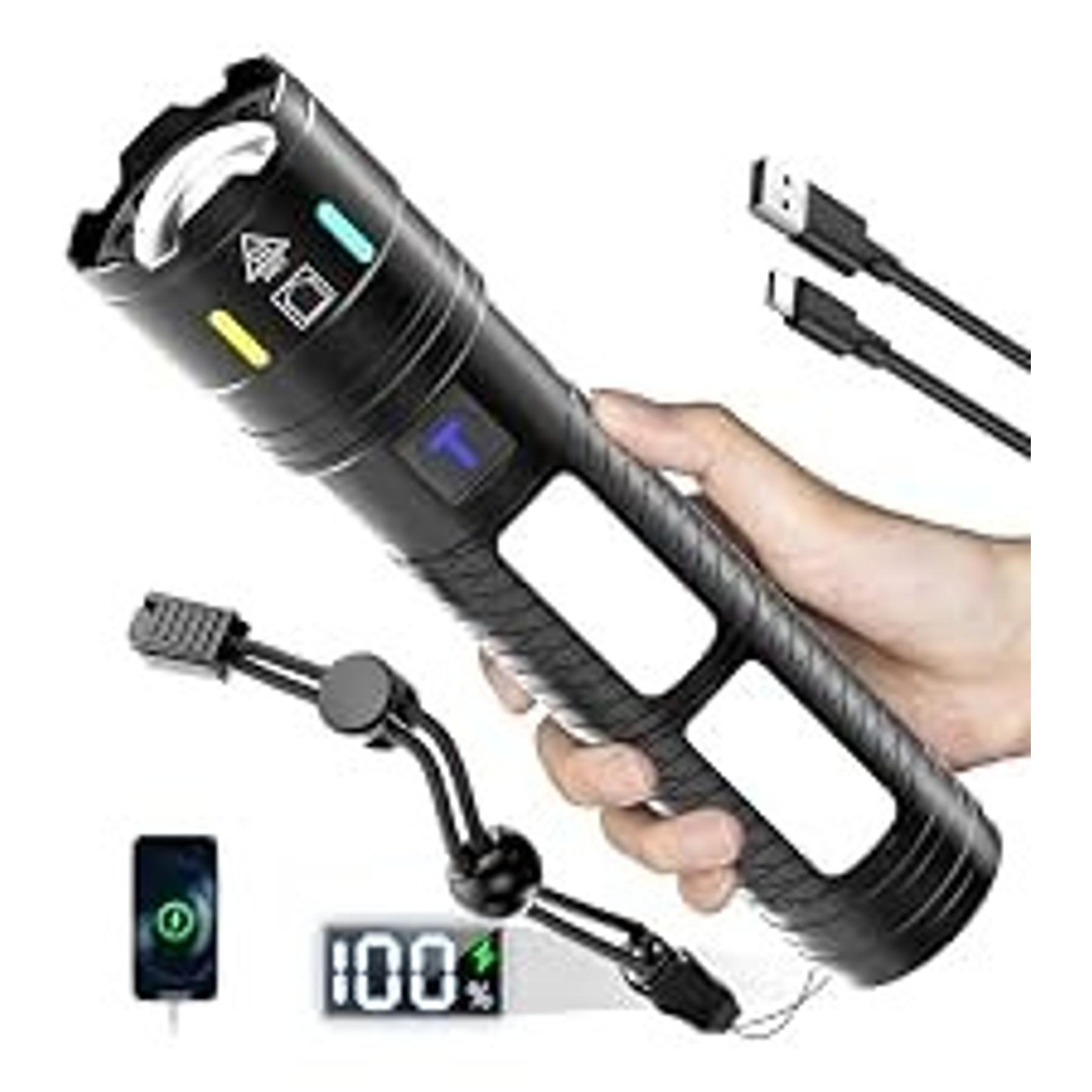 2 Pack Rechargeable Flashlights, Super Bright High Lumens Flashlight