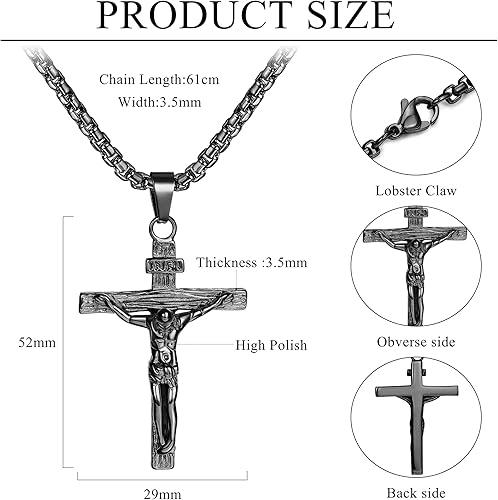 MILACOLATO Stainless Steel Men's Jesus Cross Pendant Necklace Gold Religious Jewelry Gift Durable and Stylish MILACOLATO Stainless Steel Men's Jesus Cross Pendant Necklace Gold Religious Jewelry Gift Durable and Stylish