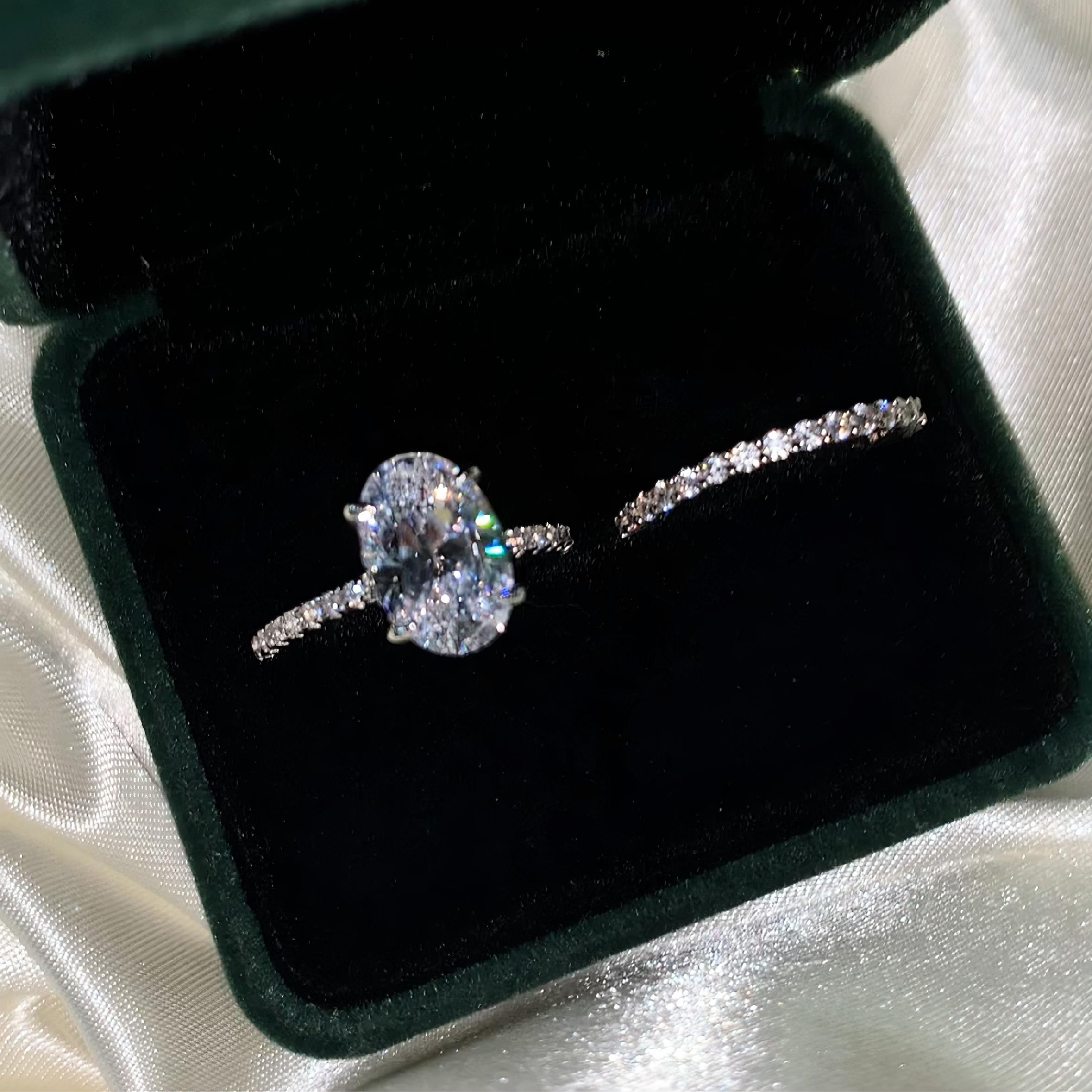 8A Cubic Zirconia S925 Sterling Silver Radiant Cut Oval Four-Claw Ring 8*12  fashion jewelry accessory woman girl promise ring-119(50%)