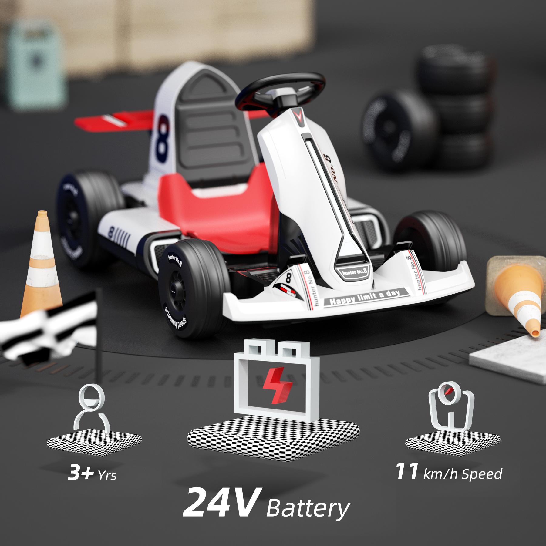 XJD 12V/24V  Electric Go Kart for Kids Battery Powered Pedal Go Kart with Remote Control/ LED Lights /USB Bluetooth Steering Wheel Motor Driving Play Mini Dirt Bikes Rechargeable Car