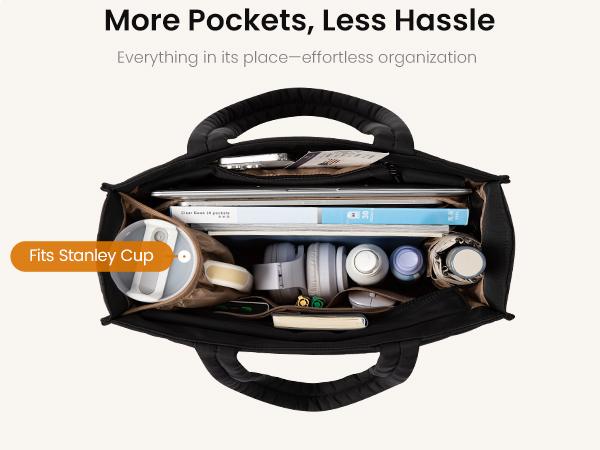 【Valentine's Day Gift】LOVEVOOK Quilted Colorblock Tote Bag for Women – Lightweight Padded Handbag , Large Everyday Work & Travel Tote, Fits Laptop/Tablet, Water Bottle Pocket, Comfortable Shoulder Handles, Stylish Commuter Purse TikTokShopJumpstartSale