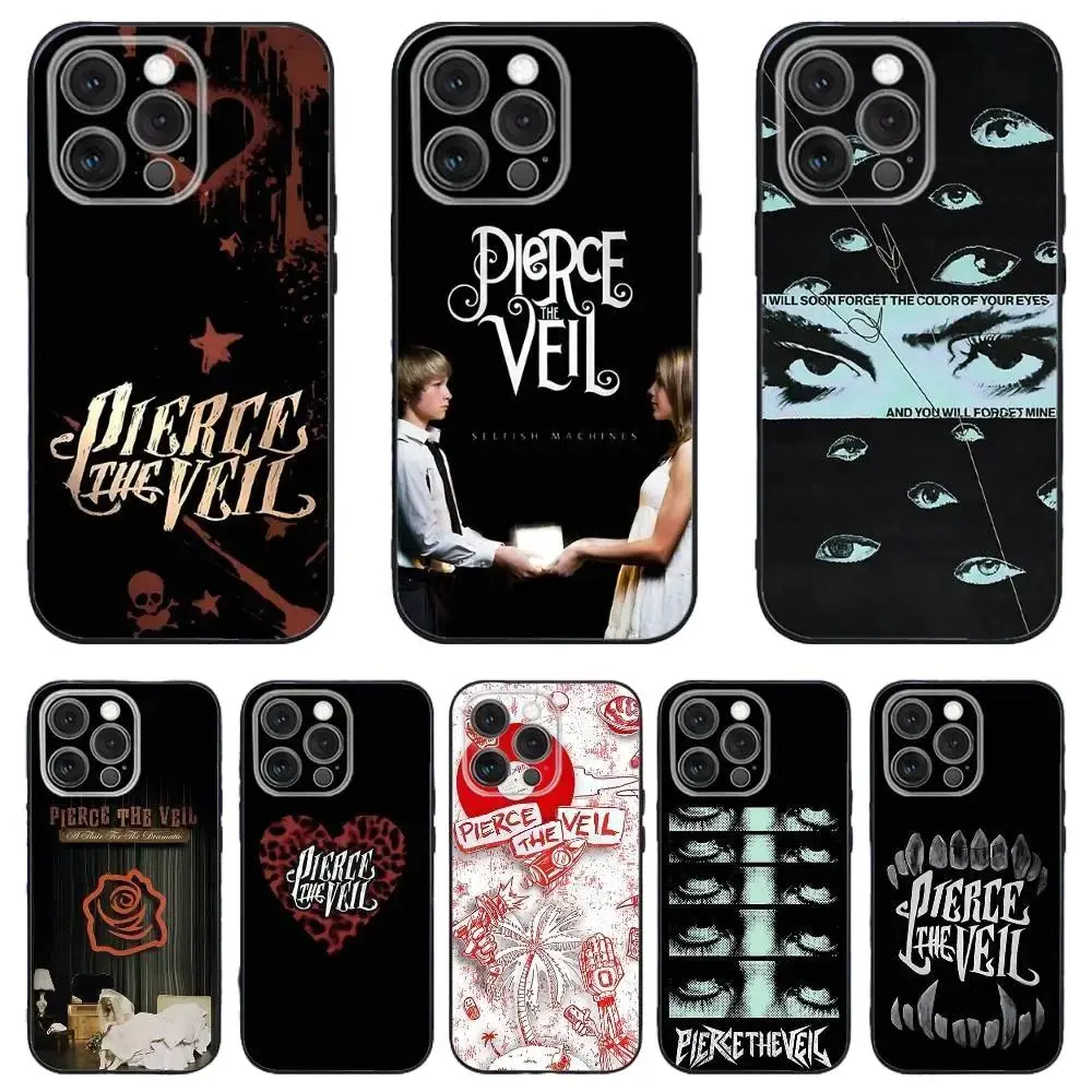P-Pierce The Veil Band Phone Case For iPhone 17E 17 16 15 14 13 12 11 Mini Pro Max Air X XR XSMAX & Samsung Galaxy S26 S25 S24 S23 S22 S21 FE Ultra Plus EDGE Black Soft Box