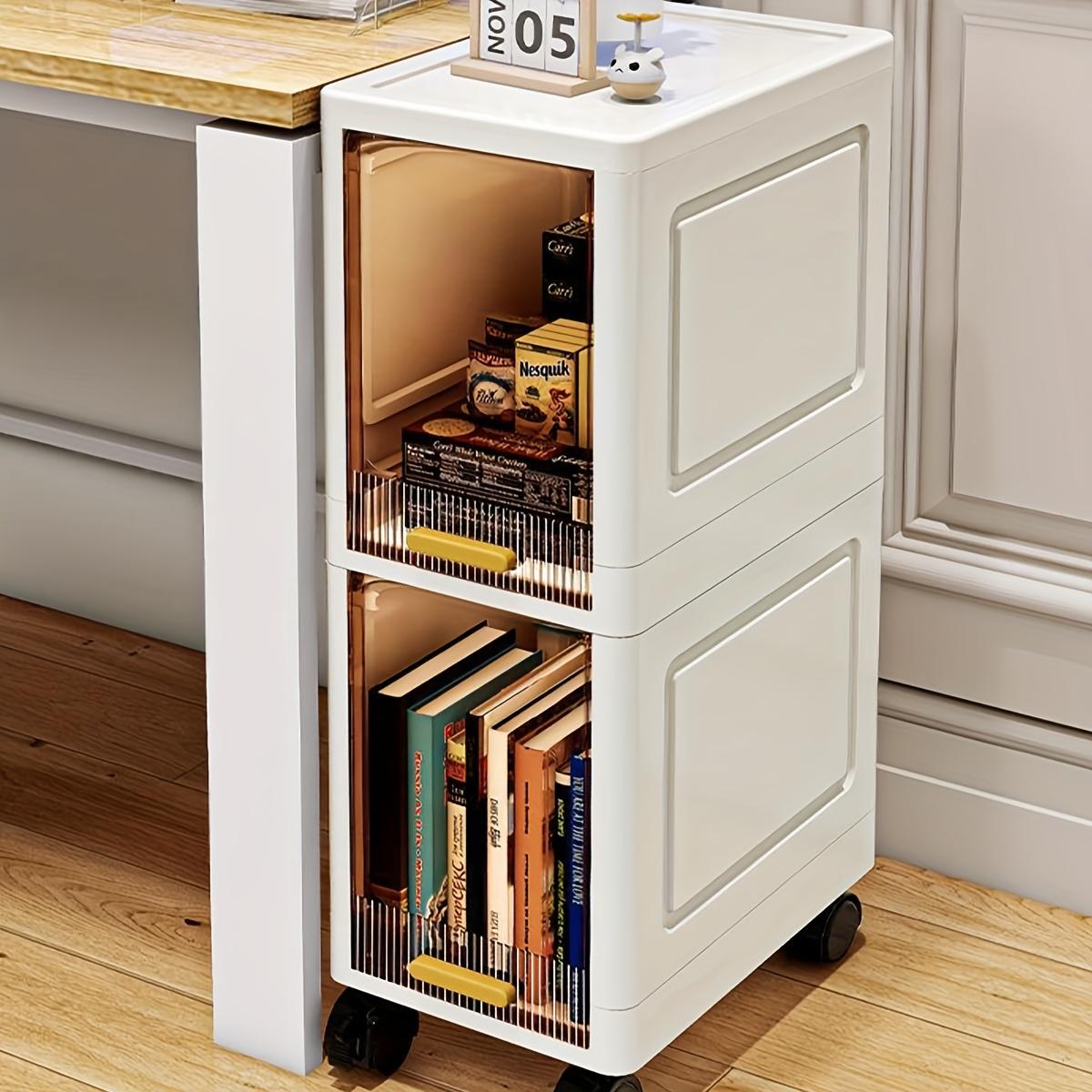 This is a multi-functional storage cabinet, available in 3, 4, or 5 tiers. It is designed to be dust-proof and foldable. Equipped with pull-out shelves and covered storage boxes, it is ideal for organizing snacks, clothes, and books.