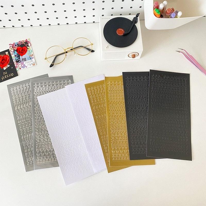 2/4Pcs Golden Silver Letter Number Stickers Bronzing Alphabet Scrapbooking Decorative Stickers DIY Diary Laptop Phone