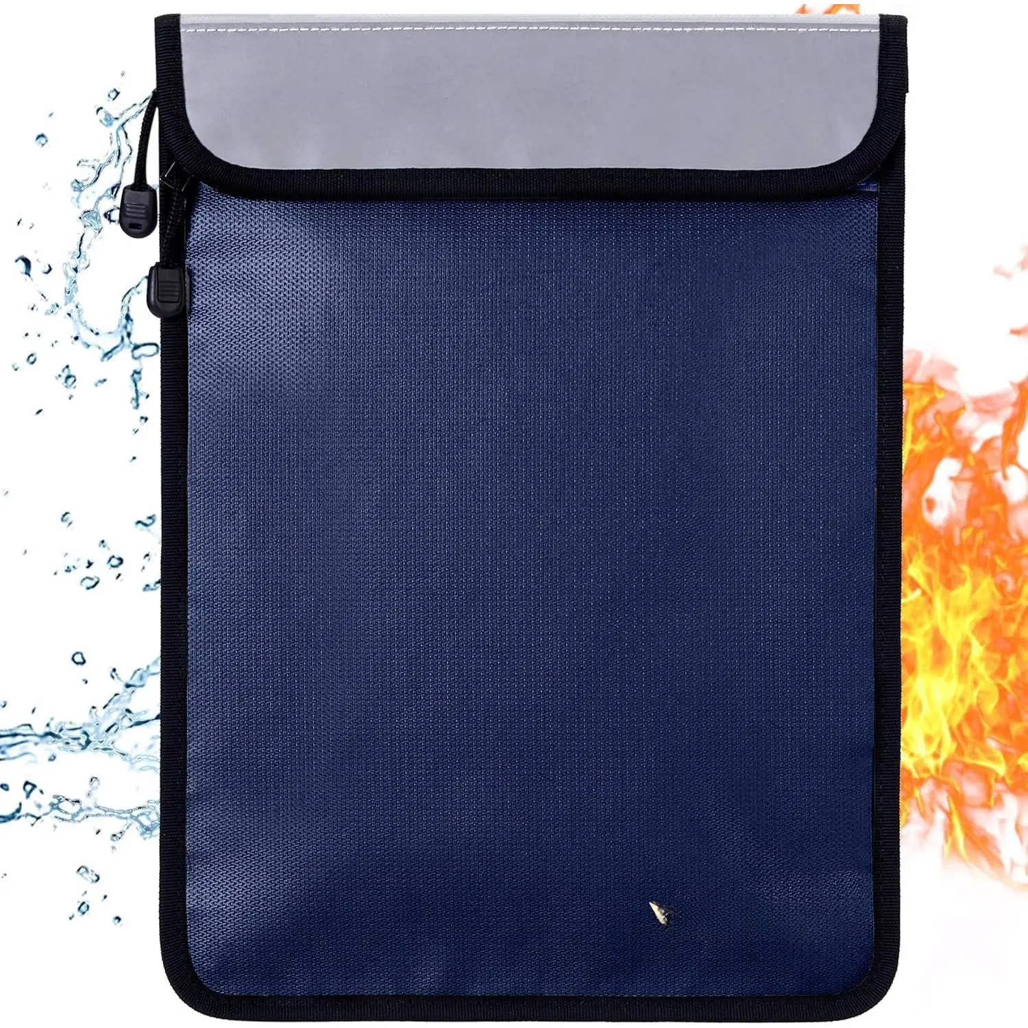 Upgraded Two Pockets Fireproof Document Bag (2000℉), 15”x 11” Fire Proof Bag for Documents with Zipper,  Document Pouch for Valuables, Legal Documents Safe Storage (Blue)