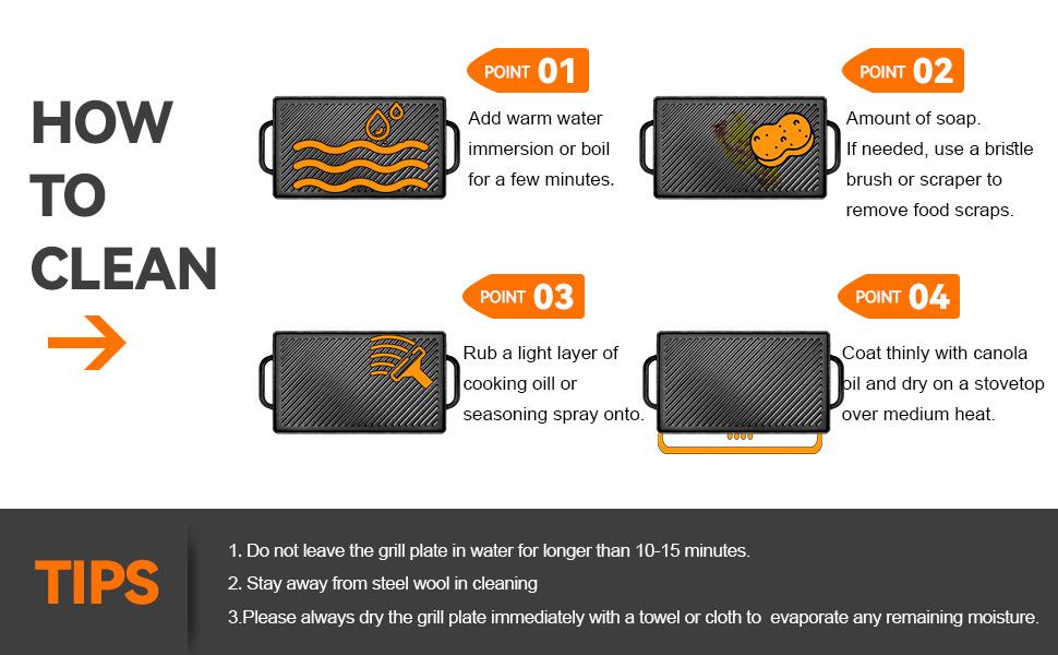 GGC Cast Iron Reversible Griddle,-sided Griddle Pan for Indoor and Cooking, 15 x 9 Griddle with Flat and Ribbed Side for Stove Tops, Gas Grills and Camping