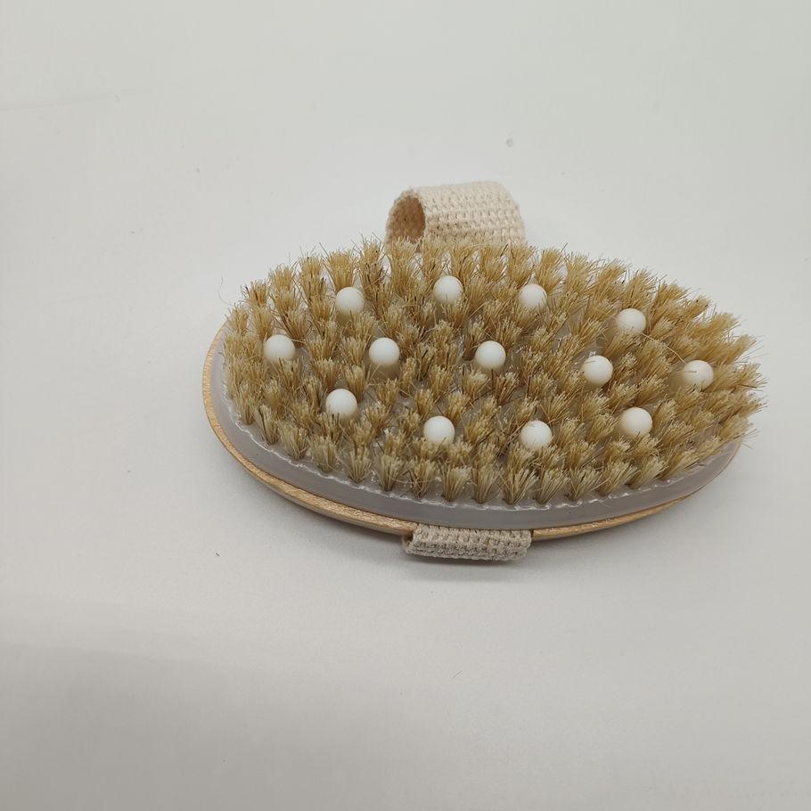 Natural Bristle Bath Brush, Dry Wet Dual Use, Deep Cleansing Exfoliator, Gentle on Skin, Perfect for Shower and Back Scrubbing