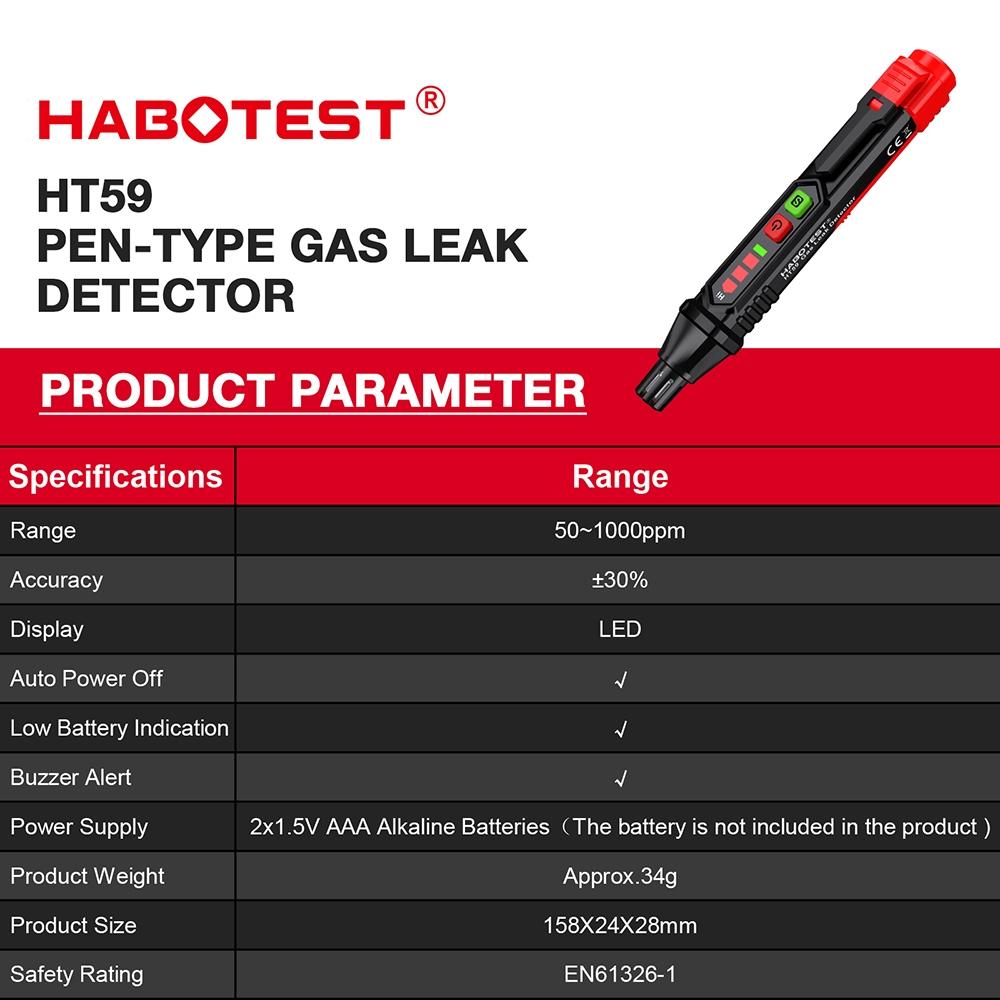 Ht59 Gas Leak Detector with Sound and Visual Alarm, Portable Natural Gas Detector for Methane Propane Home Use