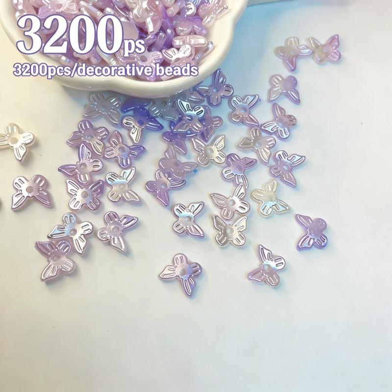 3200pcs DIY Headpiece Accessories, Dual Color Lustrous Butterfly Beads, Handmade Jewelry Materials, Craft Supplies for Creators