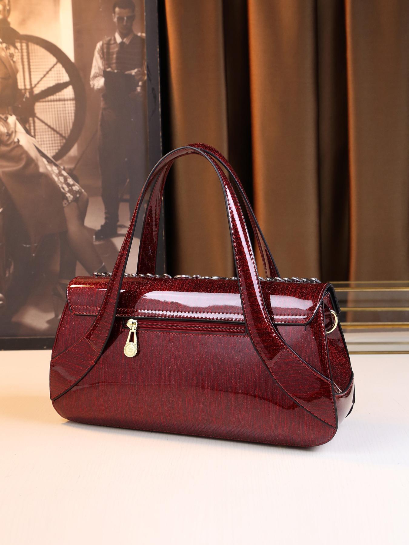 Women's Elegant Rhinestone Decorated Handbag, Fashionable Floral Design Bag for Daily Used, Casual Trendy Versatile High-quality Daily Commuting Bag