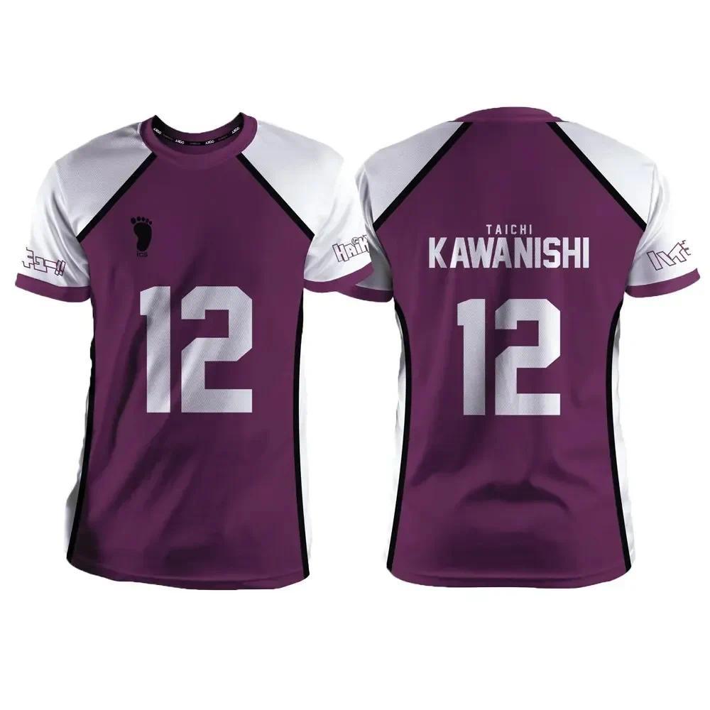 Haikyuu Shiratorizawa Purple Anime Cosplay Jersey T-Shirt Unisex Summer Short Sleeve Children Fashion Women Men Cartoon Tee Tops