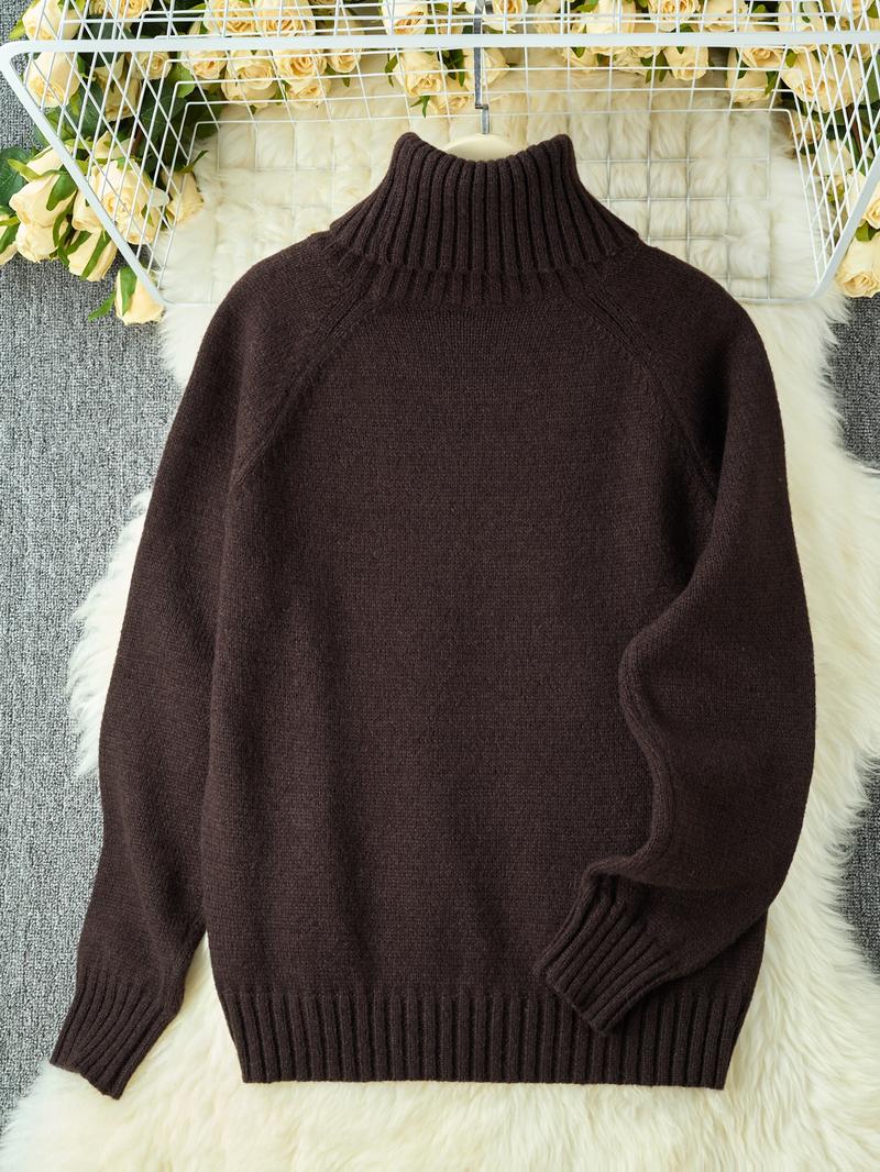 Women's Fitted Long Sleeve High Neck Sweater Knitwear, Casual Style Earth Tone Pullover, Perfect for Fall & Winter, Single Wear or Layering Women's Fitted Long Sleeve High Neck Sweater Knitwear, Casual Style Earth Tone Pullover, Perfect for Fall & Winter, Single Wear or Layering