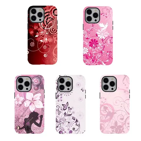 Y2K Pink Floral Phone Cases,Girly Protective Covers for iPhone 18 17 16 15 14 13 12 11 8 7 for Samsung Series,Romantic Shockproof Tough 2-piece phone case,Coquette 2000s Phone case