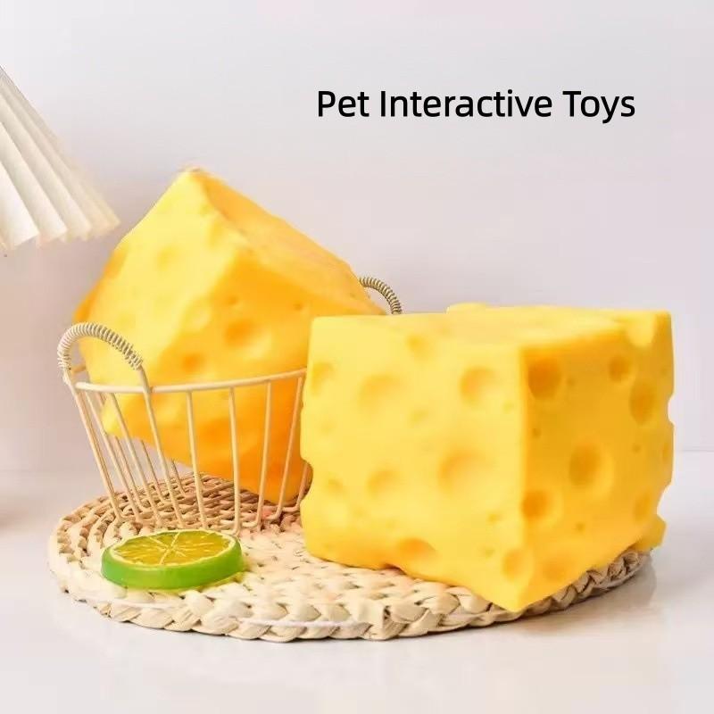 Pet Dog Interactive Toy Cheese Block Stress Relief, Fun and Engaging Puppy Plaything, Durable Design for Long-Lasting Entertainment