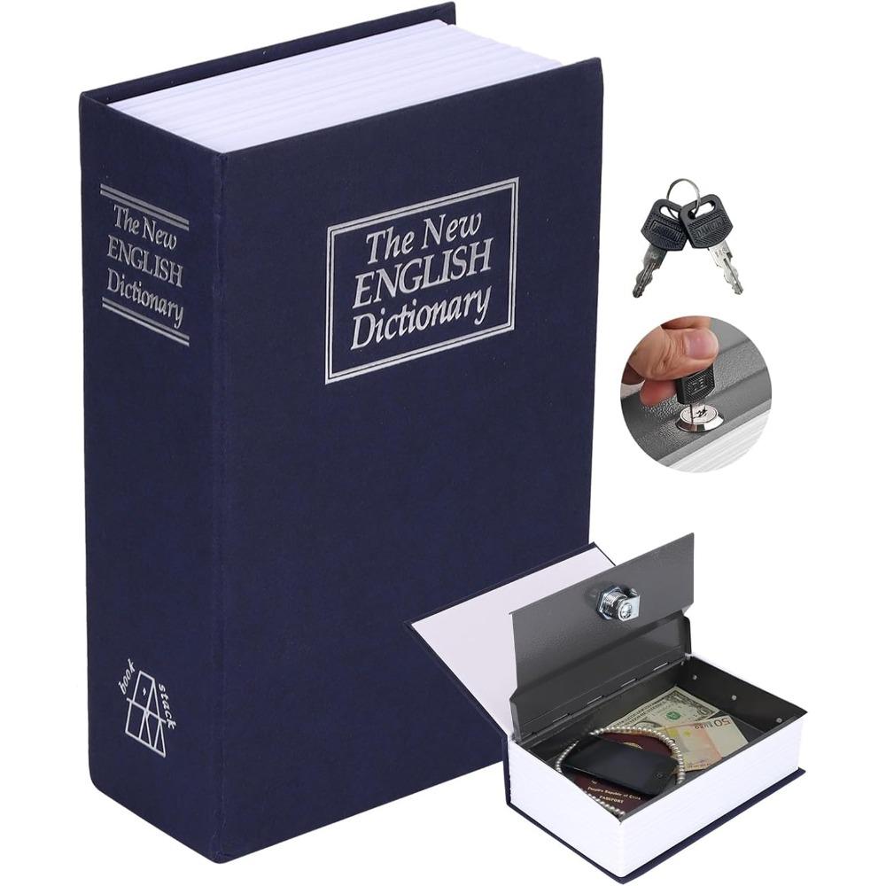 Book-Style Dictionary Hidden Storage | 3 Digit Combination Lock or Key Lock | Jewelry & Precious Ornaments Organizer | Portable Secret Storage for Rings Earrings Necklaces Cash Coins