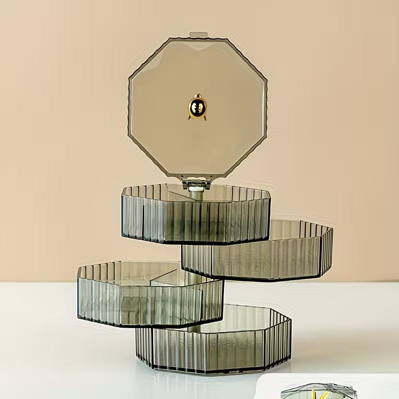 High-End Rotating Jewelry Organizer Box, Elegant Necklace Earring Storage, Multi-Layer Jewelry Case, Stylish Handheld Accessory Box