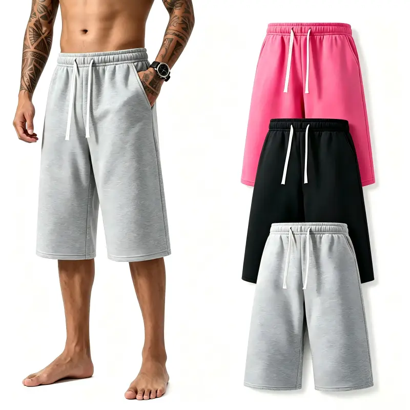 3-Pack Menswear Athletic Sweat Shorts – Elastic Drawstring Shorts for Basketball, Fitness, Men’s Bermuda Shorts, Pockets Design Breathable Summer Casual Wear